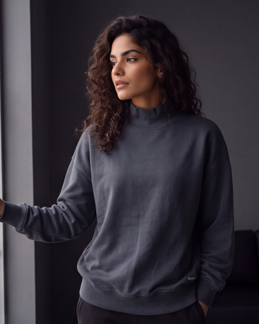 The Oversized Mock Neck Sweatshirt