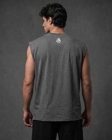 The Oversized Slub Raw-Edge Sleeveless Top